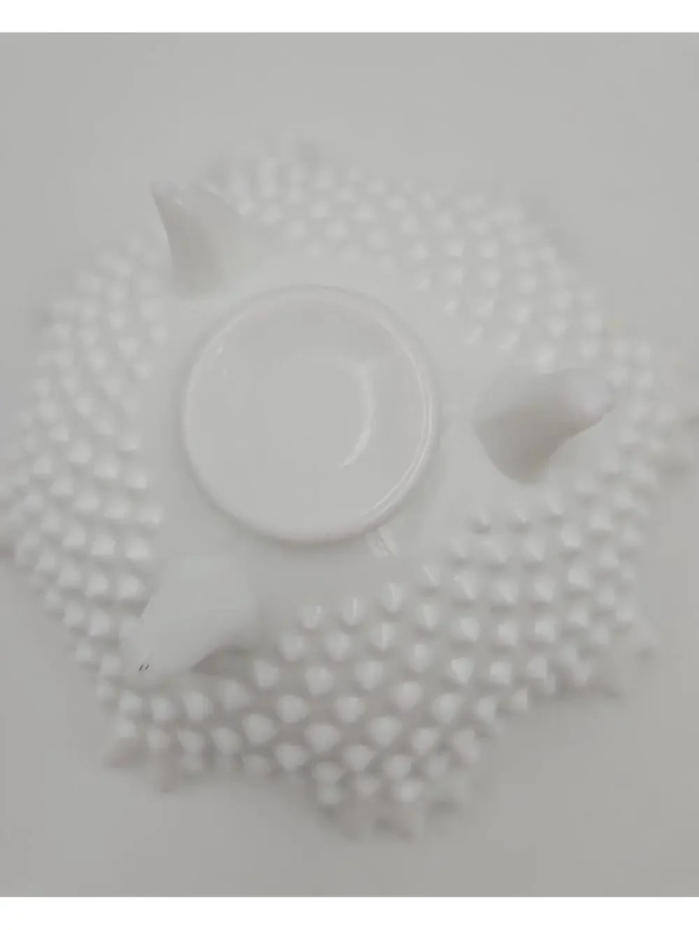 Vintage Fenton Hobnail Milk Glass Three Footed Candy Compote Bowl White Glass